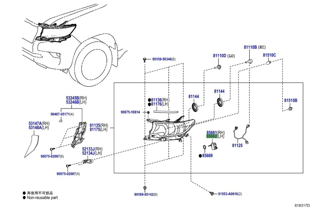 Корректор фар Toyota Land Cruiser Prado 2009-2023 J150