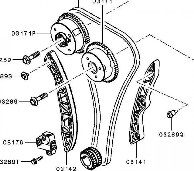 Цепь газораспределения MITSUBISHI LANCER 10 2007, 2008, 2009, 2010, 2011, 2012, 2013, 2014, 2015, 2016, 2017 CY4A